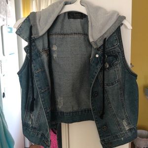 Jean vest with hoodie